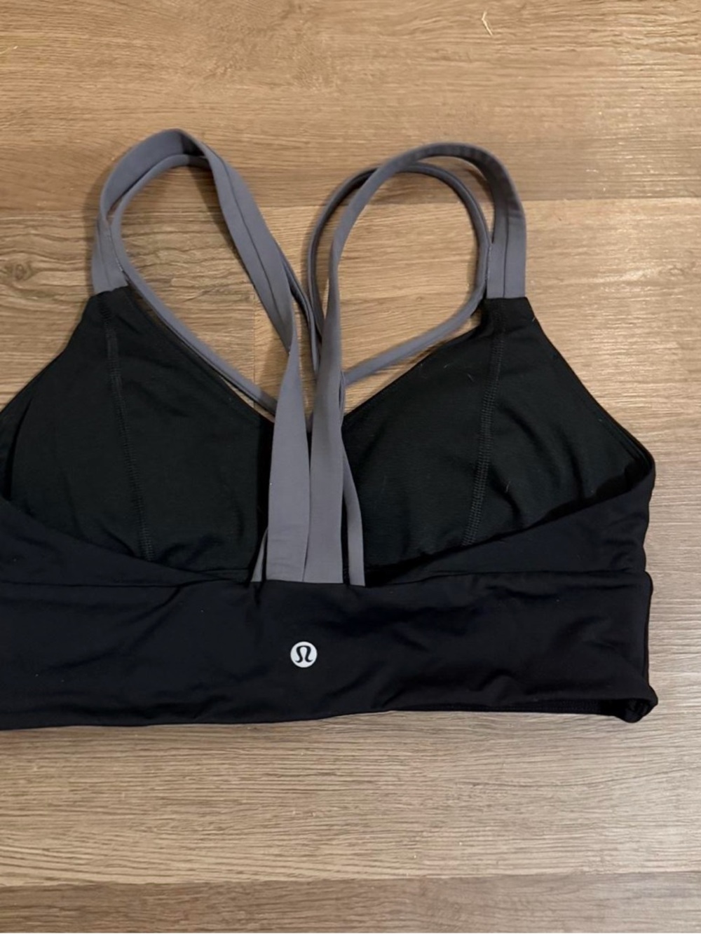 lululemon athletica Black Sports Bra with Gray Straps Size 8